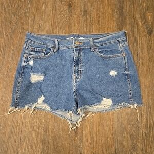 Old Navy Blue Jean Shorts Womens Size 10 Mid Rise Boyfriend Distressed